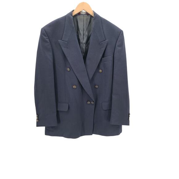 Botany 500 Vintage men's Double Breasted Jacket deep blue - Picture 1 of 8